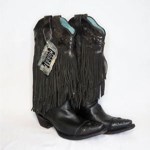 NWT CORRAL VINTAGE C1184 Black Fringe Women’s Cowboy Boots
